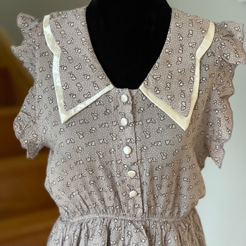 Trendy Zone Bunnies Summer Dress with Peter Pan Collar